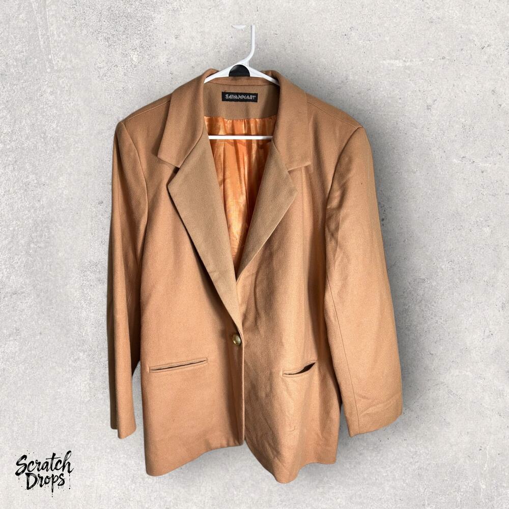 Savannah Vintage Blazer Size 14 Women's Brown Jacket Classic Retro Fashion